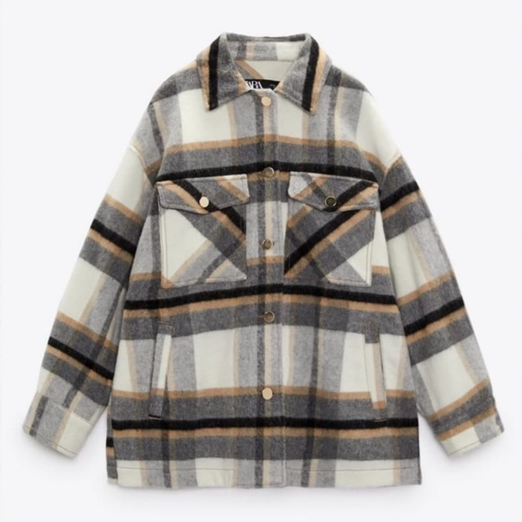Zara Jackets & Blazers - Zara Plaid Shirt Jacket